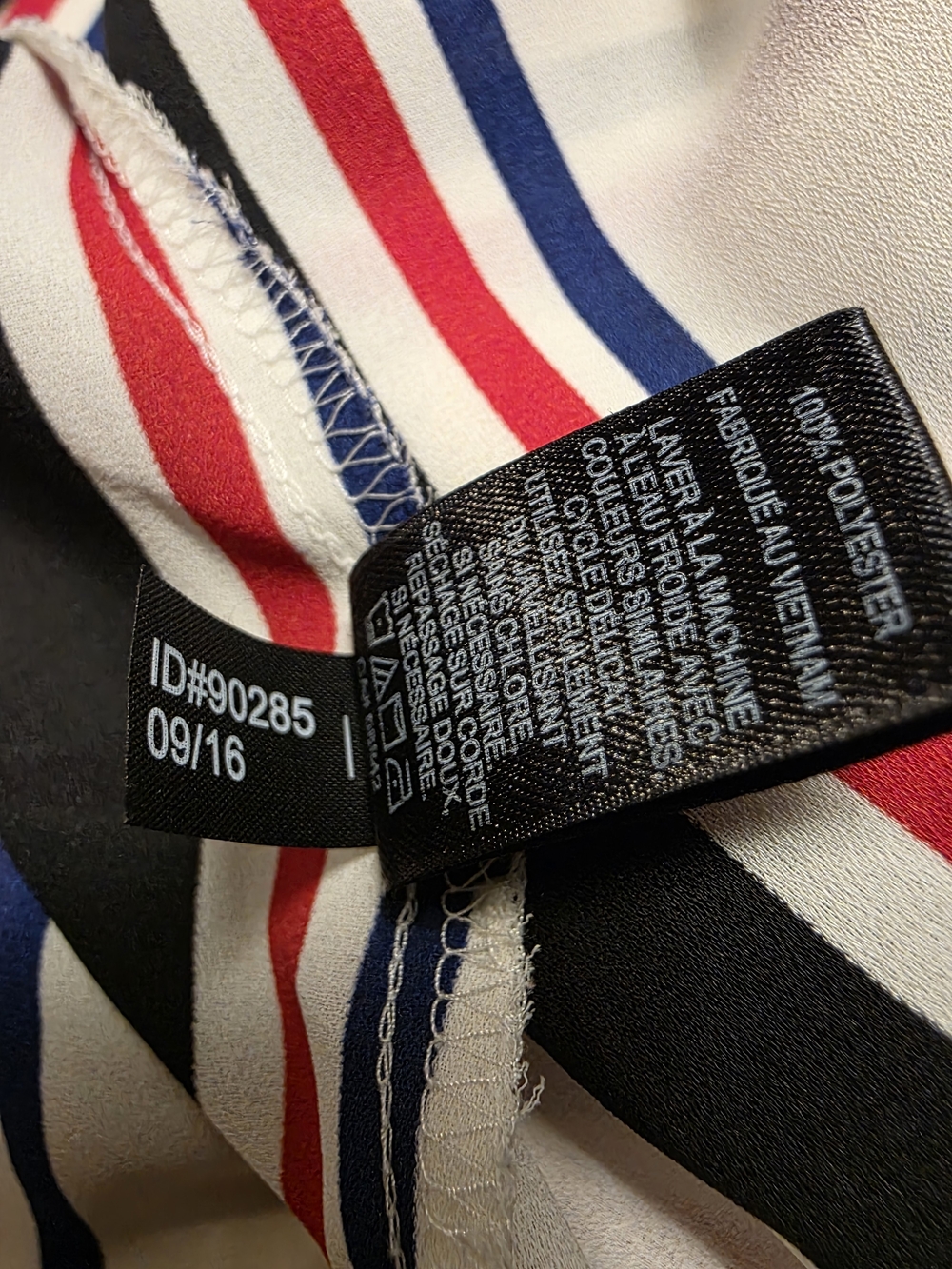 Express White Button-Down Shirt with Red, Navy & Black Stripes - Picture 7 of 10